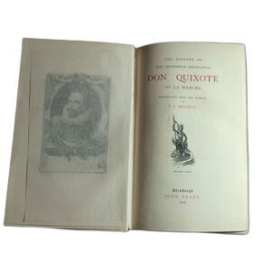 Don Quixote La Mancha Vol I cervantes Antique Book 1910 John Grant Leather Bd